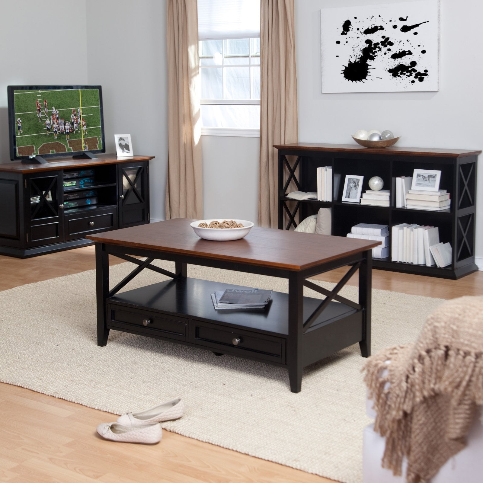 Belham Living Hampton Tv Stand Bookcase Black Oak