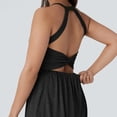 thumbnail image 6 of JULMCOMO Jumpsuits for Women Scoop Neck Cross Back Casual Overalls Sleeveless Elastic Waisted Summer Harem Pants with Pockets Black M, 6 of 7