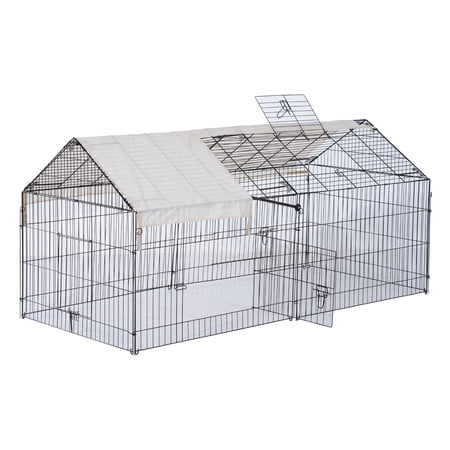 PawHut Outdoor Metal Pet Dog Crate with Cover, X-Large, 87"L