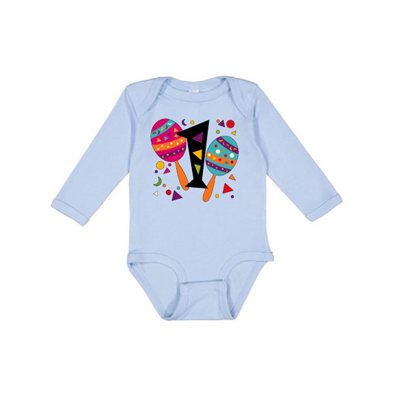 Inktastic First Birthday Cinco de Mayo- Maracas Boys or Girls Long Sleeve Baby Bodysuit