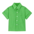 thumbnail image 4 of MIXUE Toddler Girls Tops & T-Shirts Linen Summer Solid Color Lapel Button Up Short Sleeve Loose Casual T Shirts Sportwear,Green,3-4 Years, 4 of 6