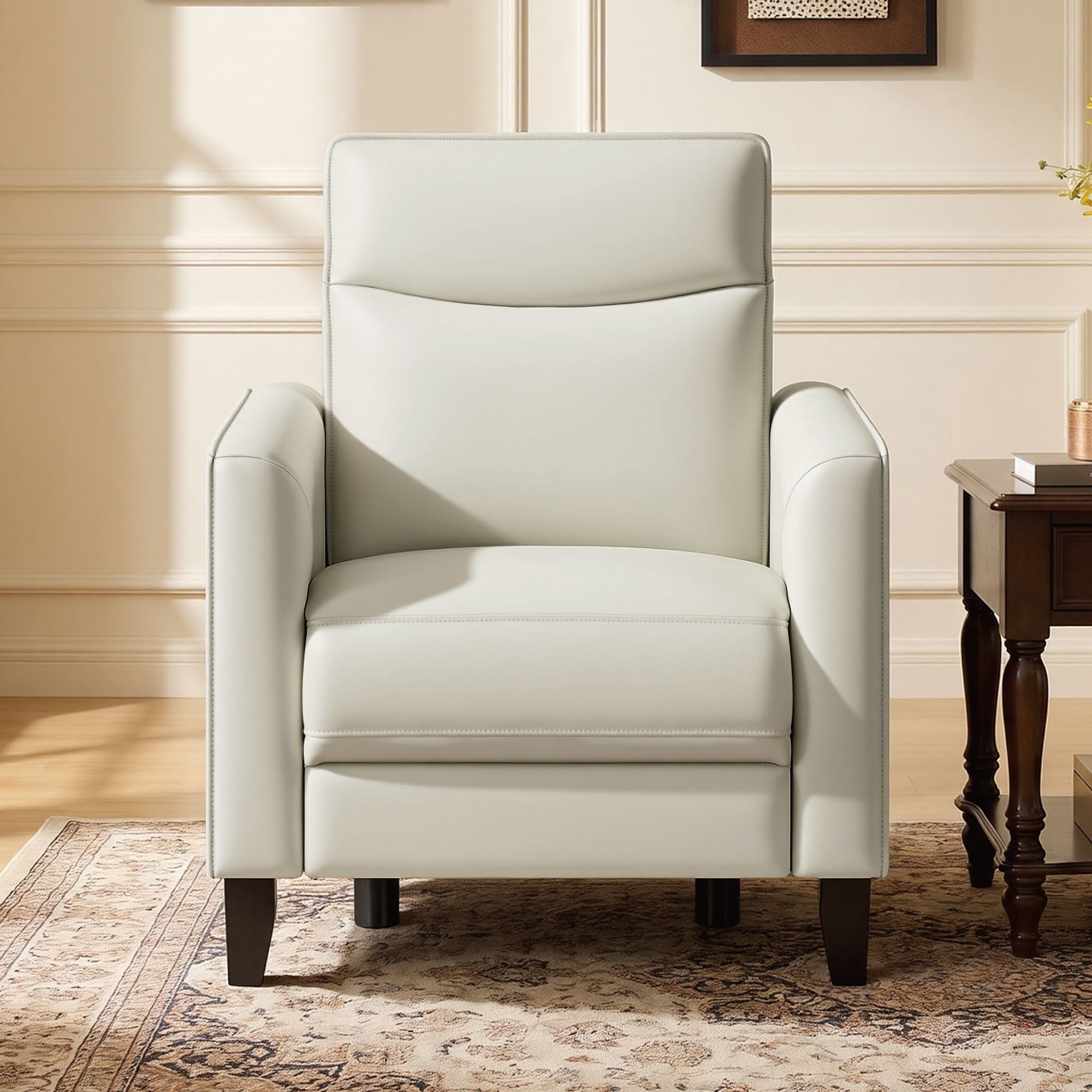 Spruce & Spring Zero Wall Power Recliner Chair for Living Room - Faux Leather Creamy Grey