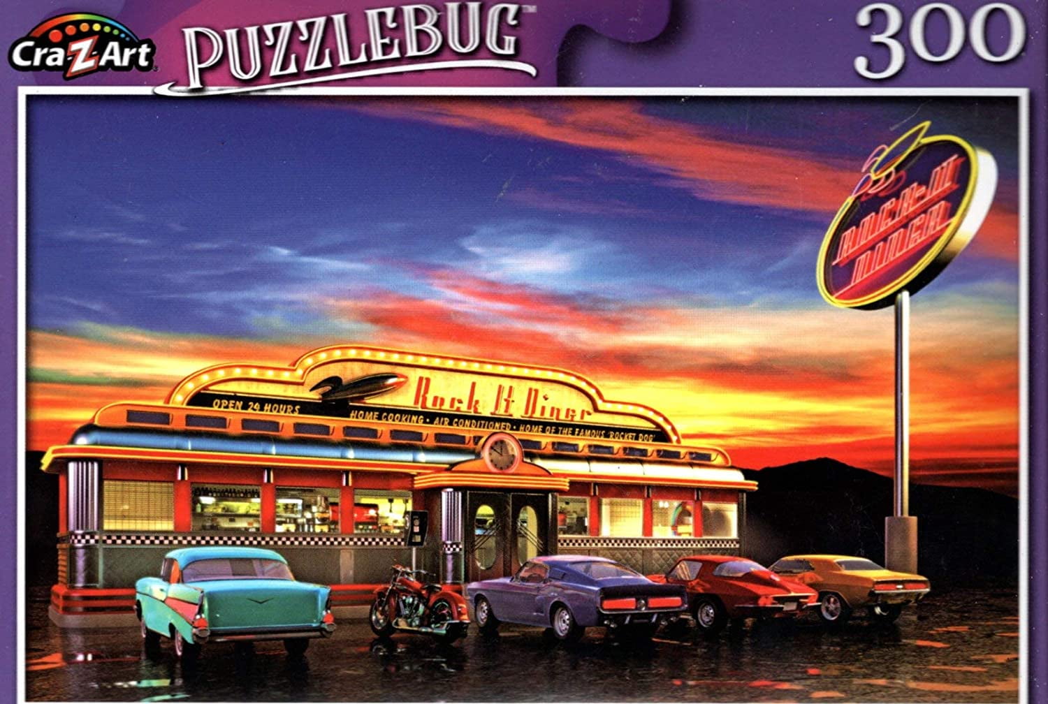 Retro American Diner at Dusk 300 Pieces Jigsaw Puzzle