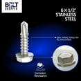 thumbnail image 5 of Bolt Dropper 100 Pcs No. 10 x 2” Long Self Tapping Screws - 410 Stainless Steel Hex Head Self-Drilling TEK Screws for Metal - No. 3 Point, Corrosion-Resistant - Plain, 5 of 6