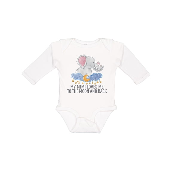 Inktastic My Mimi Loves Me to the Moon and Back Elephants in Clouds Boys or Girls Long Sleeve Baby Bodysuit