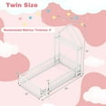 thumbnail image 3 of Costway Twin Size House Floor Bed with House-shaped Headboard Clothes Hanger without Slats White, 3 of 10