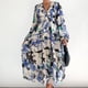 thumbnail image 3 of Faldas largas Vestido largo bohemio para mujer, vestido bohemio fluido de manga larga con estampado Floral y corte en A, vestido veraniego de moda con vuelo grande, ropa de playa Kuymtek Azul T XL para Mujer, 3 of 6