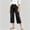 Black women wide leg capri pants a1, variant on Usloyux Women's Wide Leg Capri Pants High Waisted with Pockets Casual Solid Streetwear Cargo Trousers for Summer Vacation Beach, Khaki 2XL