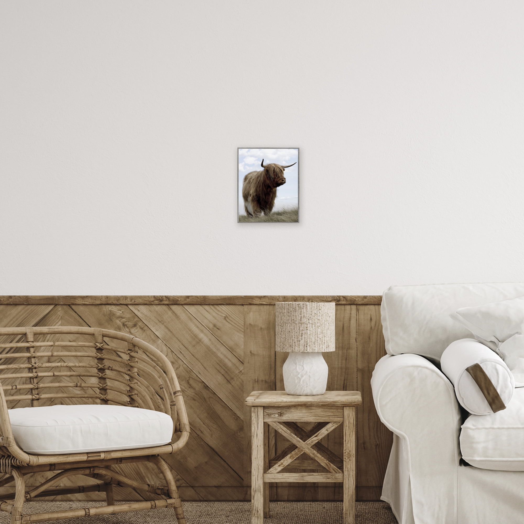 Stupell Industries Restful Look Highland Cattle Gray Framed Giclee Art, design by Marcus Prime