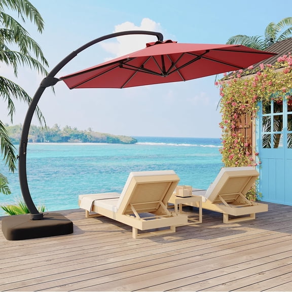 11FT Cantilever Offset Patio Umbrella - Infinite Tilt and 360 Rotation Heavy Duty Aluminum for Patio Deck