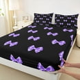 thumbnail image 3 of Castle Fairy Cute Bowtie 4pcs Bed Sheets for Teens Femalemen,Dreamy Princess Ribbon Bow King Sheets,Black Purple Super Cozy Sheet Set,Breathable Home Decor, 3 of 7