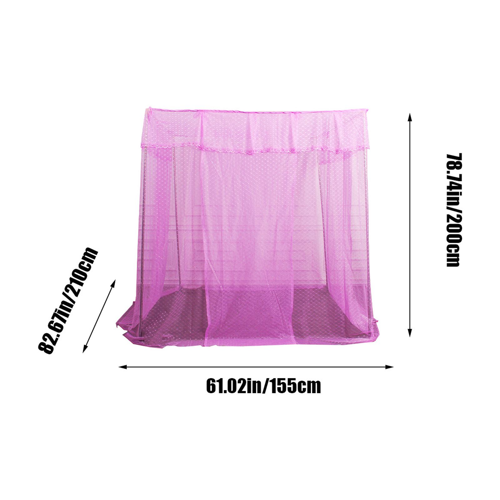 PureCasa Mosquito Net Bed Canopy for Girls, Round Hoop Sheer Bed Canopies for Kid Room Bedroom, Dome Mosquito Netting Tent Twin Size, Side Opening, Dreamy Home Decor, 61"x83"x79", 1PC, Purple