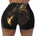thumbnail image 2 of Uemuo Black And Gold Fire Dragon Pattern Women Workout Impact Shorts Scrunch Butt Lifting Gym Shorts Seamless Booty Biker Shorts-Small, 2 of 8