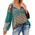 thumbnail image 2 of Blusas De Manga Larga Con Cuello En V Blusas De Manga Larga Con Estampado Floral Blusa Informal Para Mujer Blusa De Manga Larga Con Cuello En V Jersey Con Cordón Estampado Floral ANGGREK  No, 2 of 5