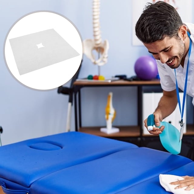 RUNROTOO 100 Sheets Massage Face Hollowed Covers Microfiber Massage Table for Professionals
