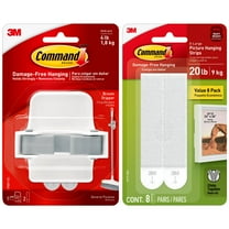 Command Broom and Mop Grippers Wall Hook Bundled With Command 20 Lb XL Heavyweight Picture Hanging Strips, 8 Pairs - Hang Dorm Decorations Damage-Free