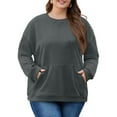 thumbnail image 2 of Dwellite Sweatshirt for Women,Plus Size Crewneck Sweatshirts Oversized Pullover Tops Fall Winter Clothes 2026 with Pocket Dark Gray XL, 2 of 6