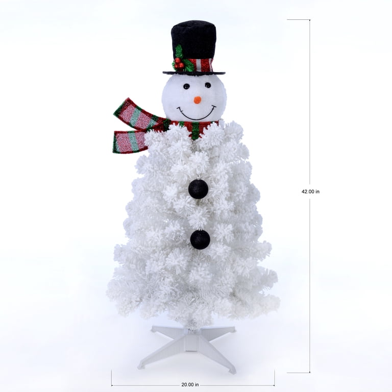 Holiday Time Pre-Lit Snowman Artificial Christmas Tree, White