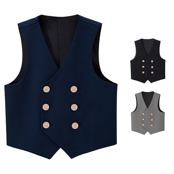 WhouRiu Boys Formal Suit Vests Solid Color Sleeveless Button Down Tank Tops Kids Comfortable Elegant Performance Clothing,4-5 Years