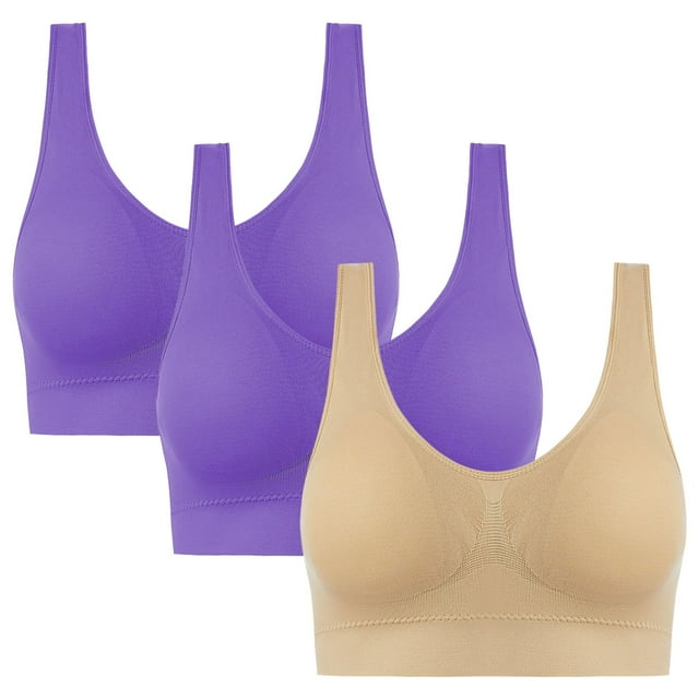ManxiVoo Wirefree Breathable Sports Bra Full Coverage No Underwire Comfort Support Seamless Lightweight Active Wear XXL Size