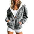 thumbnail image 2 of BFRGSIJ Leopard Print Zip Up Hoodie for Women Fleece Lined Hooded Jacket with Pockets Casual Streetwear Fall Winter Sweatshirt M, 2 of 6