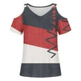 thumbnail image 3 of Njoeus Women's Summer T Shirts Off The Shoulder Tops Casual V Neck Tshirt Short Sleeve Tunic Tops Color Block Loose Blouses S-3XL, 3 of 4