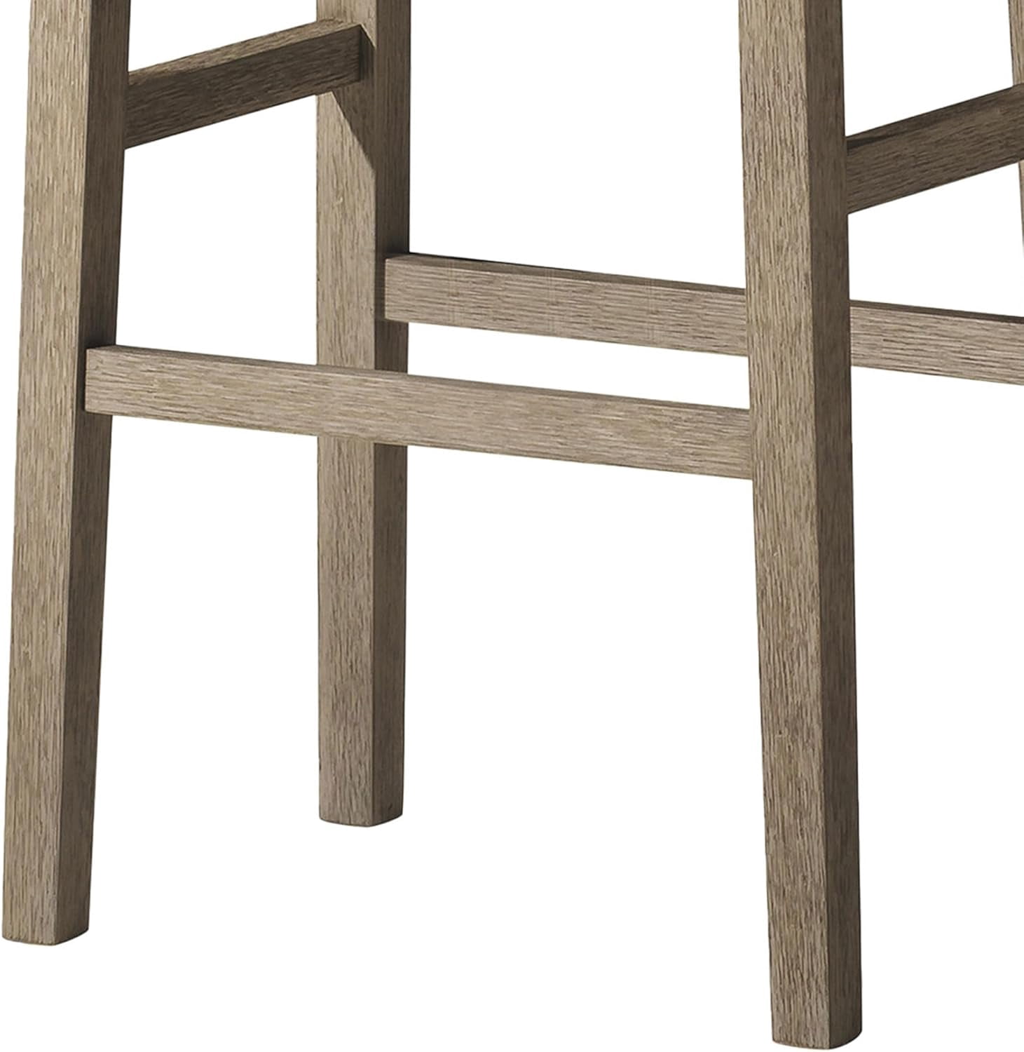 Maven Lane Emerson Bar Stool in Weathered Grey Wood Finish with Ronan Stone Vegan Leather