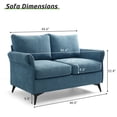 thumbnail image 2 of ABAKAN Modern Small Loveseat Sofa,Linen Fabric 2-Seat Sofa Couch with Solid Wood Frame,Square Armrest &Tapered Metal Legs,Removable Upholstered Sofa for Small Space (Navy Blue), 2 of 8