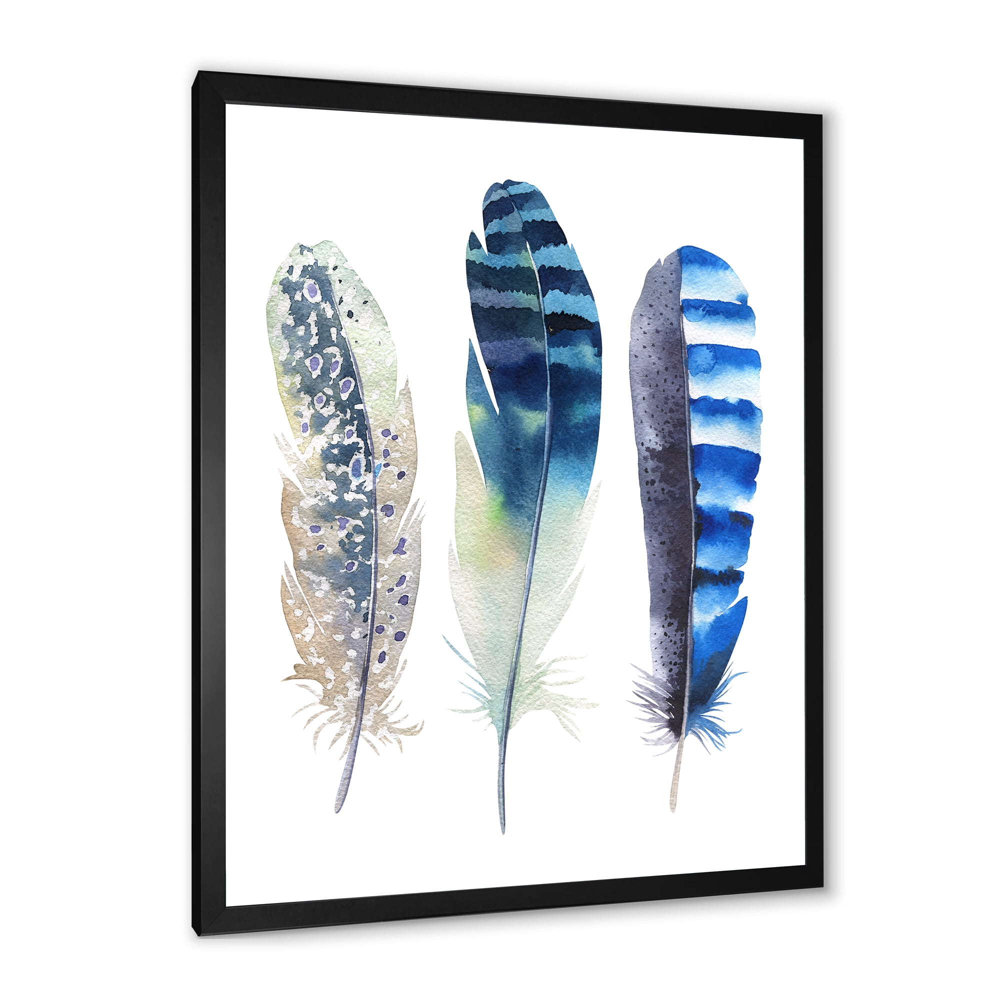 Designart 'Colourful Boho Art Feathers I' Bohemian & Eclectic Framed Art Print