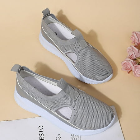 

Aayomet White Sneakers for Women Shoes Comfortable Solid Color Womens Casual Mesh Sports Slip-On Women s Gray 9