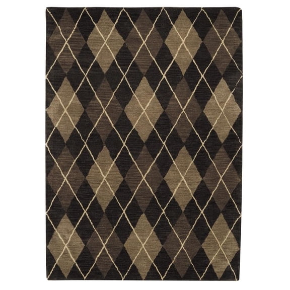 Linon Ashton Argyle New Wool 8'x11' Rug in Gray and Taupe