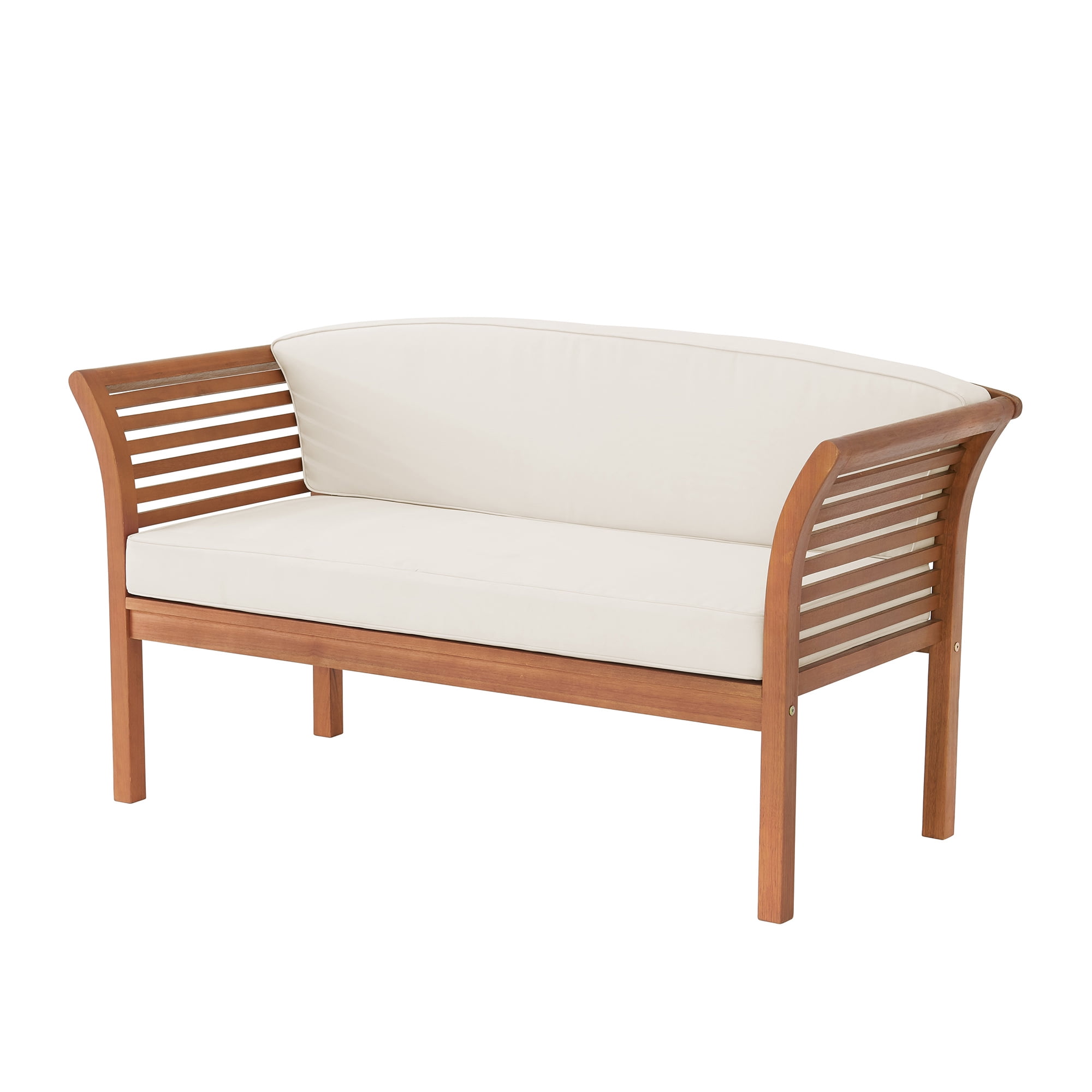 Alaterre Furniture Stamford Eucalyptus Wood Outdoor Bench and Coffee Table, Natural