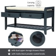 thumbnail image 4 of Storage Bench with 2 Drawers and  Cushioned Seat, Shoe Bench with Shoe Rack, for Entryway, Hallway and Bedroom, Antique Navy, 4 of 9