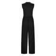 thumbnail image 1 of WILLBEST Vêtements d'Automne Femmes Combinaison Décontractée Taille Haute Ajustée avec Gilet Col Rond Jambe Large Jambe Droite Combinaison Pantalon Noir Femmes Extensible, 1 of 3