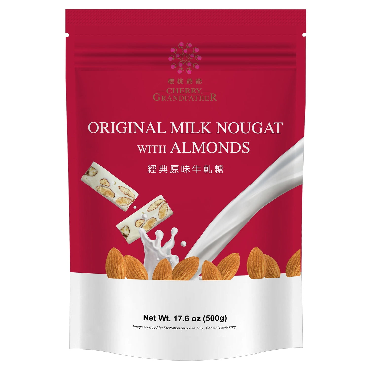 Cherry Grandfather Original Milk Nougat with Almonds, 17.6 Ounce