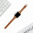 thumbnail image 3 of WFEAGL Leather Band Compatible Apple Watch Band 42mm 44mm 45mm Brown/Gold, 3 of 4