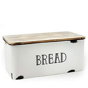 AVV Farmhouse Bread Box for Kitchen Countertop Metal White Loaf of Bread Storage Container Large Vintage Bin Retro Rustic Counter Homemade