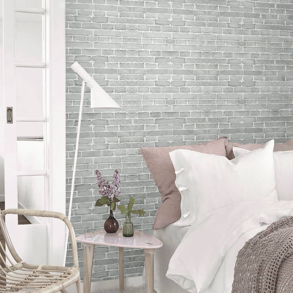 Arthome Peel and Stick Brick Wallpaper 17''x120'' Self Adhesive Contact Paper Waterproof Vinyl Film Wall Paper for Brick Vinyl Paper for Bedroom,Living Room,Fireplace,Stair,Room Decor(Gray)