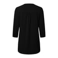 thumbnail image 5 of 3/4 Length Sleeve Womens Tops 2026 Trendy Lantern Sleeve V Neck Loose Plain Chiffon Tshirt Womens Blouses, 5 of 7
