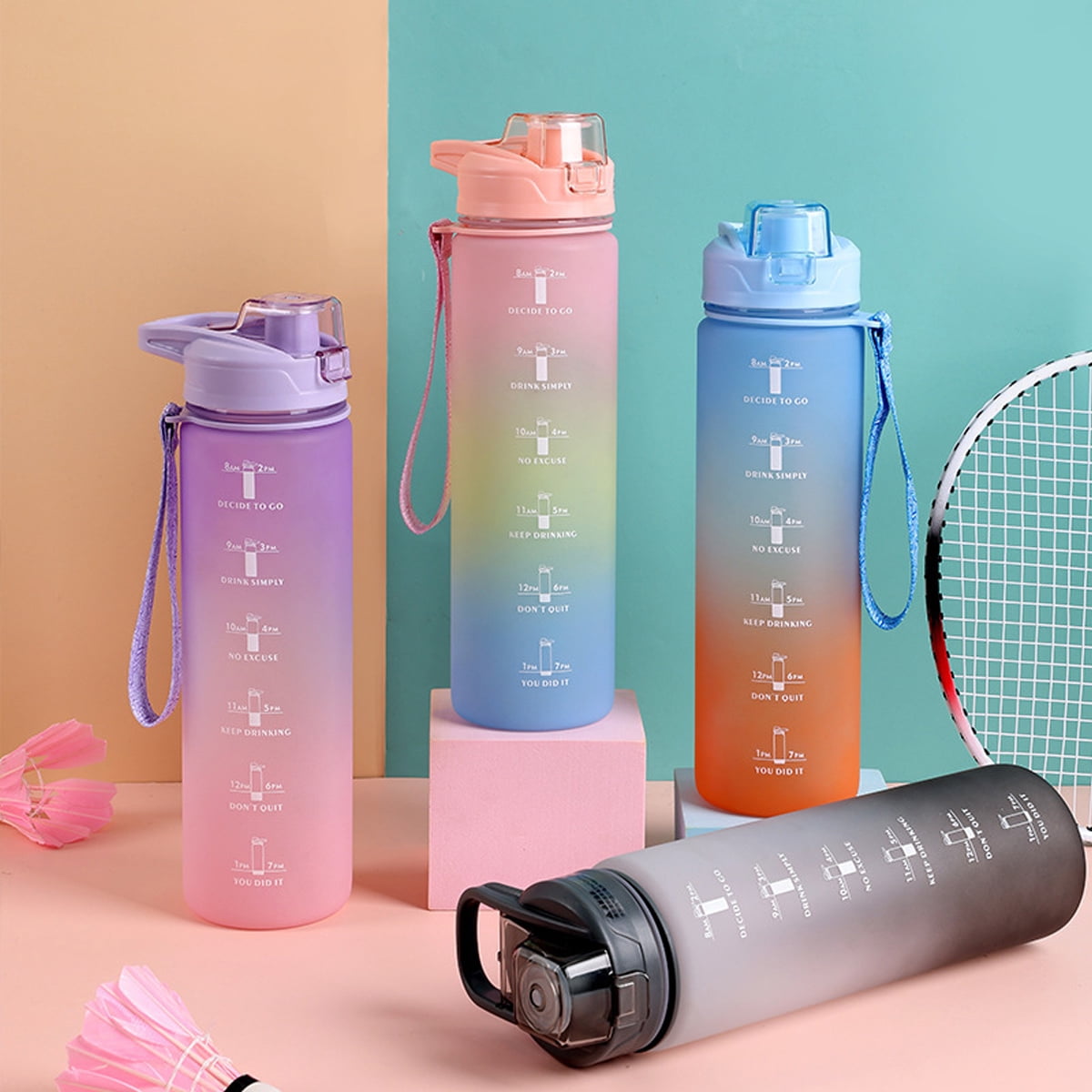 OKKLE 1 Liter BPA Free Water Bottle With Handle & Lock Lid - Leak Proof Sport Bottle For Gym, School, Outdoor