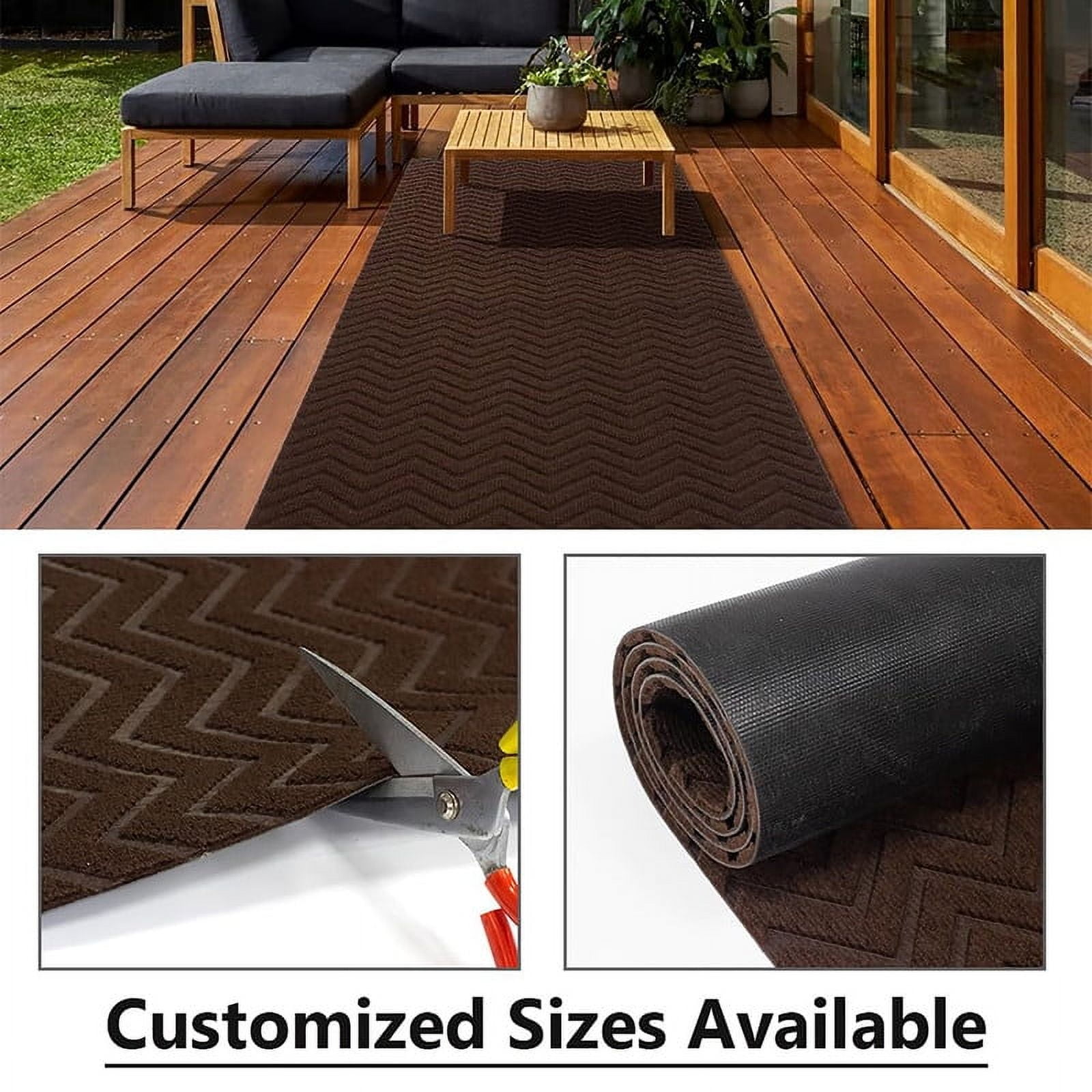 Goasis Lawn 4' x 18' Brown Runner Rug Indoor Non Slip Carpet for Entryway Kitchen Laundry Garage