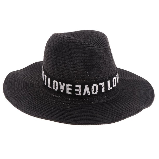 Hombres Mujeres Gorra de paja Viajes al Senderismo Playa Sombrero para informal Negro