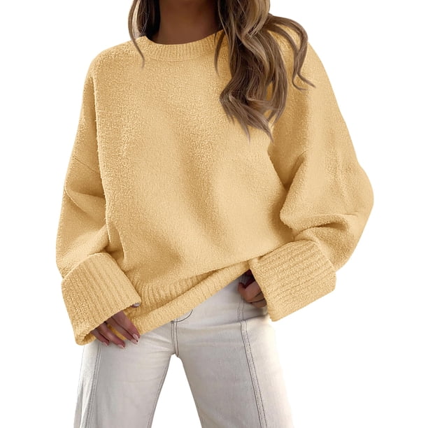Suéter PRETTYGARDEN Amarillo Oversize Cuello Redondo XL