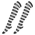 thumbnail image 1 of Pair Of Women's Black And White Wide Striped Thigh High Over The Knee Stocking Socks (black White), 1 of 2
