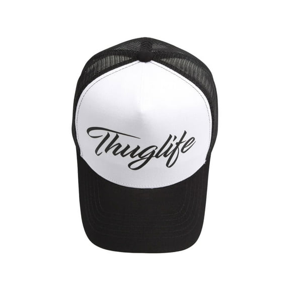 WITHMOONS Thuglife Print Mesh Trucker Snapback Hat Hiphop Baseball Cap ALM1504 (White)