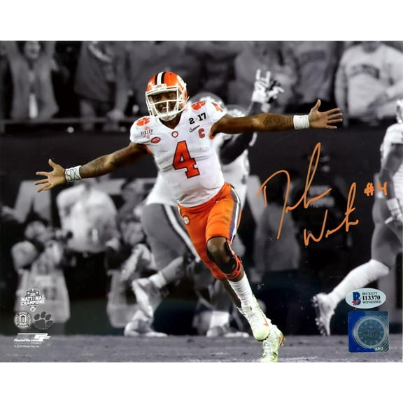 Deshaun Watson Autographed 8x10 Photo Clemson Tigers Beckett BAS 113713