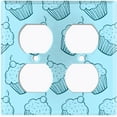 thumbnail image 2 of Metal Light Switch Wall Plate Outlet Cover (Cupcake Sprinkles Dessert Treat Teal Pattern - Double Duplex), 2 of 2