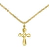 Primal Gold 14 Karat Yellow Gold Polished Cross Charm on 18-inch Cable Chain