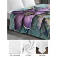 thumbnail image 6 of Spring Purple Flower Twim Size Flat Sheet, Wrinkleproof & Fadeproof Cooling Flat Bed Sheet Only, Retro Wall Seamless Garden Pastoral Breathable Soft Bedding Top Sheets 66 x 96 Inches, 6 of 8