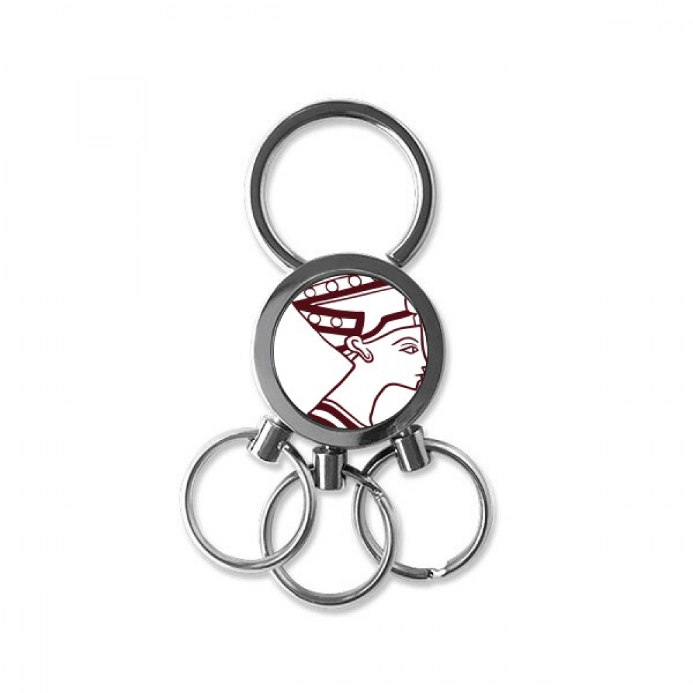 Egypt Totem Side Portrait Fresco Stainless Steel Metal Key Holder Chain